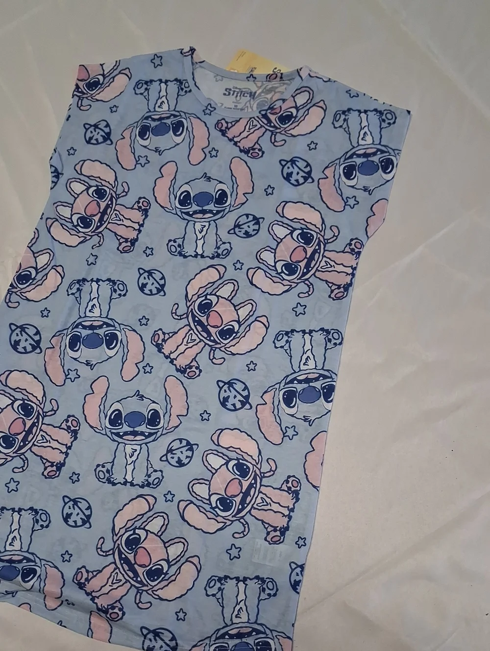 NWT Girls Sz. 10 Stitch Pattern Light Blue Sleeveless Nightshirt